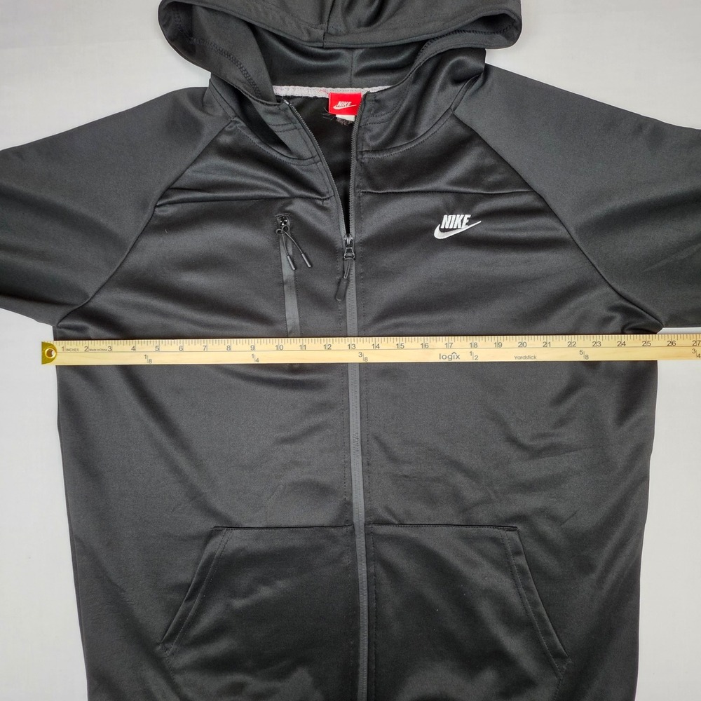 Nike Full Zip Fleece Hoodie Mens XL Black Raglan Sleeve Polyester Blend - Picture 5 of 10